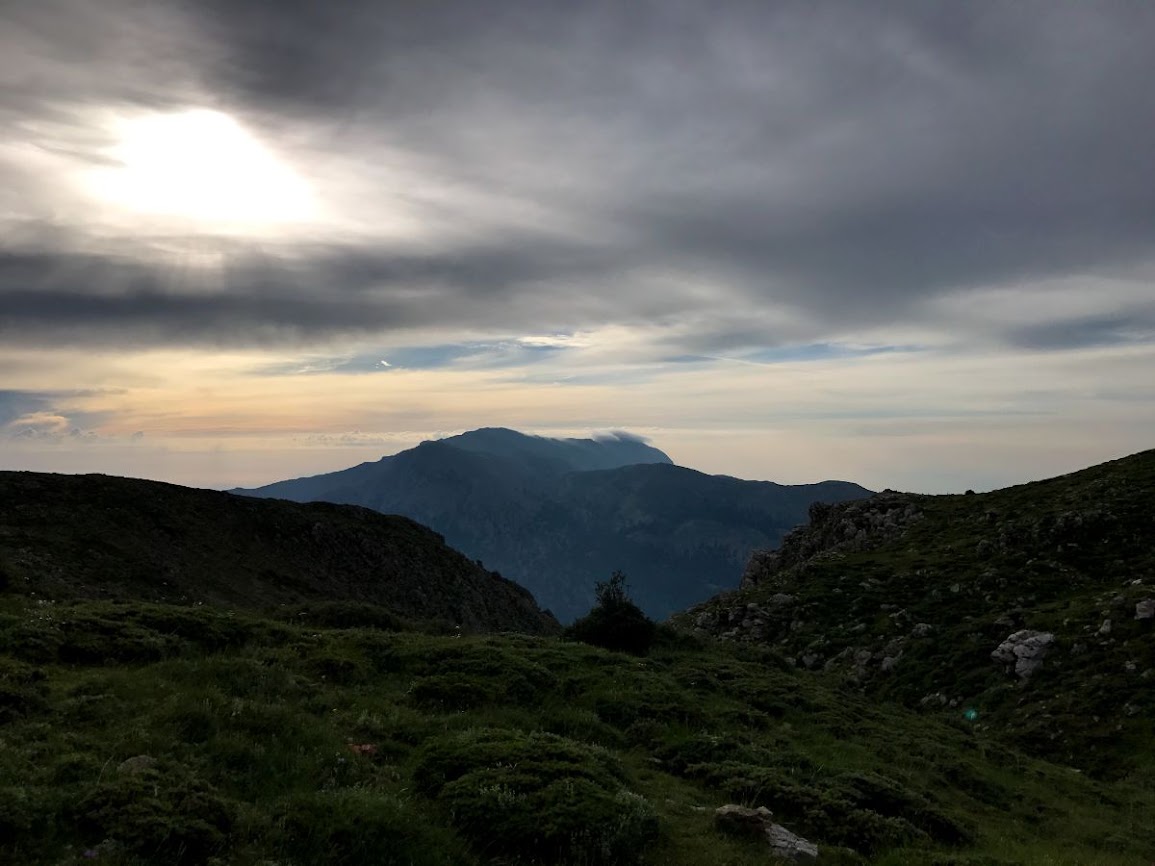 sunrise over mount kyllini in greece