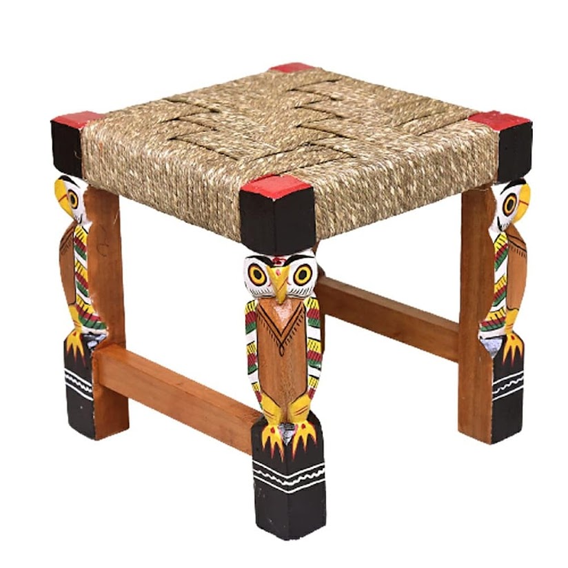 Woodcraved Owl Natungram Stool