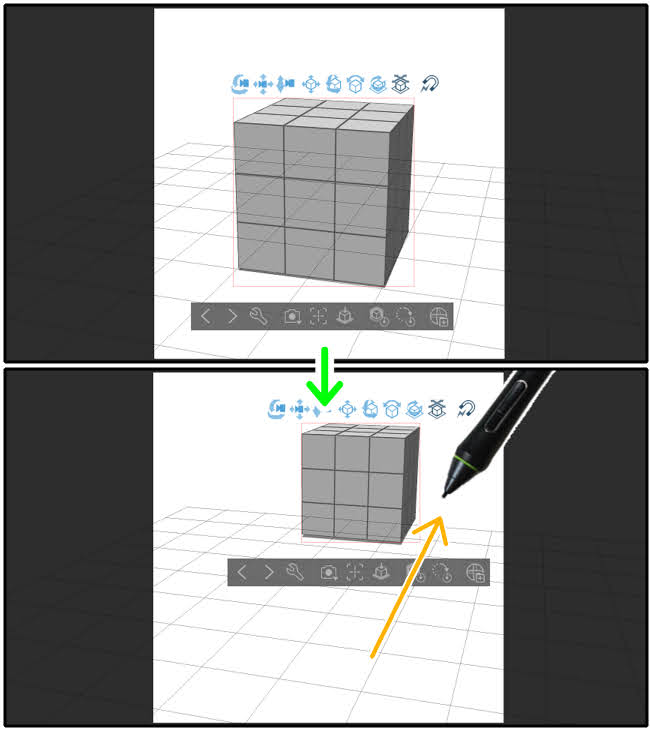 クリスタ「3Dプリミティブ」の移動マニピュレータ（オブジェクトの水平移動）