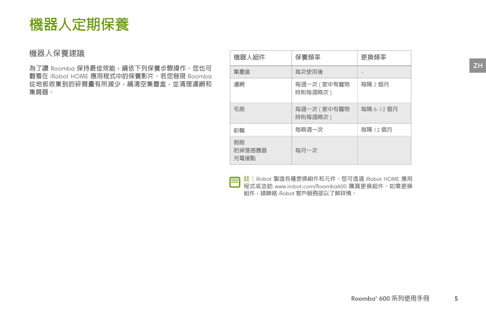 ROOMBA 600系列(R690、R695使用手冊)-使用說明書