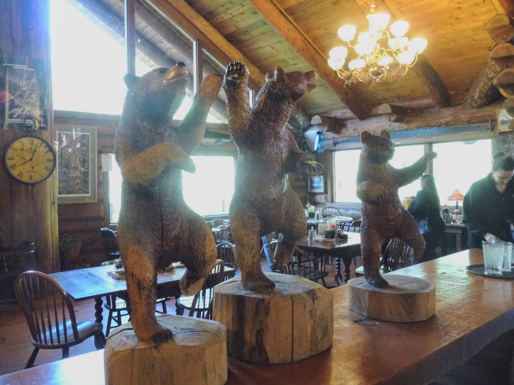 Camp 18 Restaurant, a must stop on the way to the Oregon Coast on US 26 on the way to US 101. Inside the main log cabin of the restaurant you will find all sorts of wooden carvings and photos and smaller logging equipment exhibits on the walls