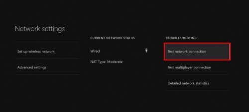 Choose Test network connection option at the right side of the Network settings screen.