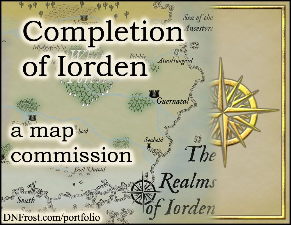 Completion of Iorden: finishing the fantasy map for The Once and Future Nerd podcast www.DNFrost.com/portfolio Part 5 of a series.