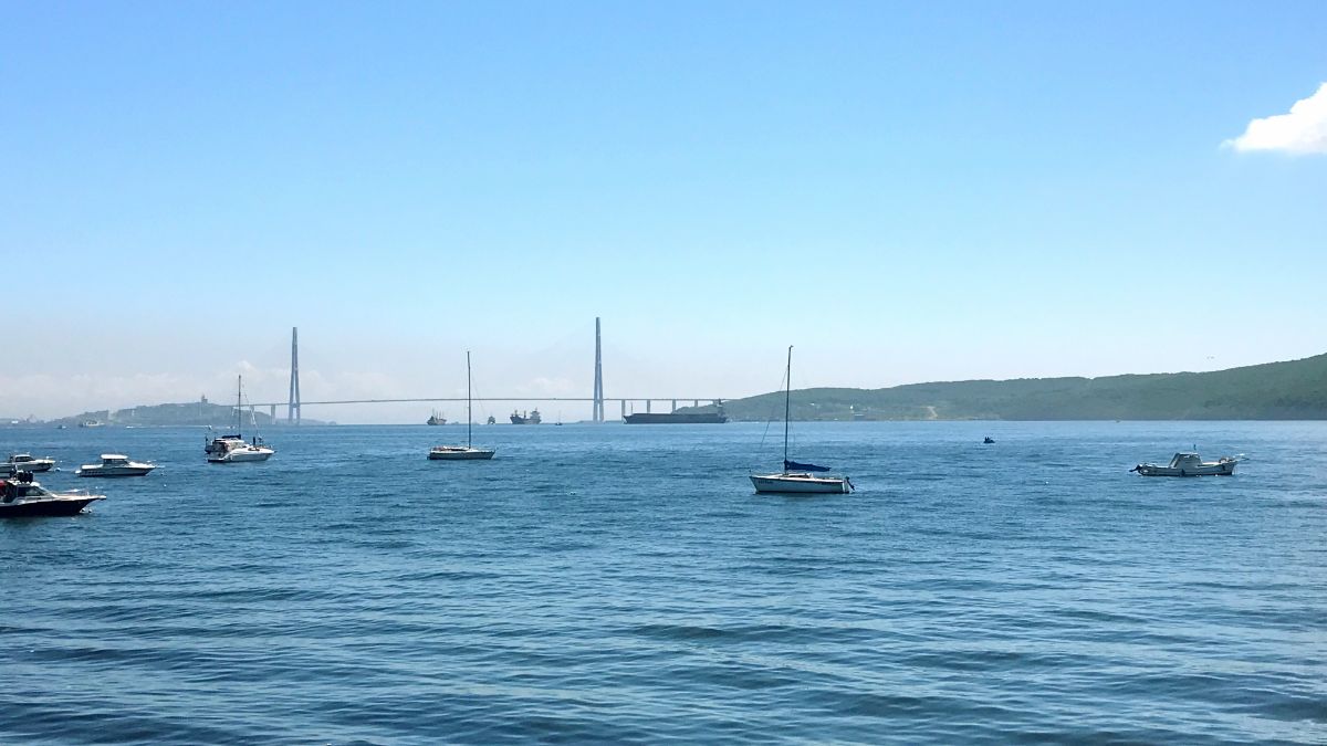 View of Russky Bridge from Tokarevsky Lighthouse