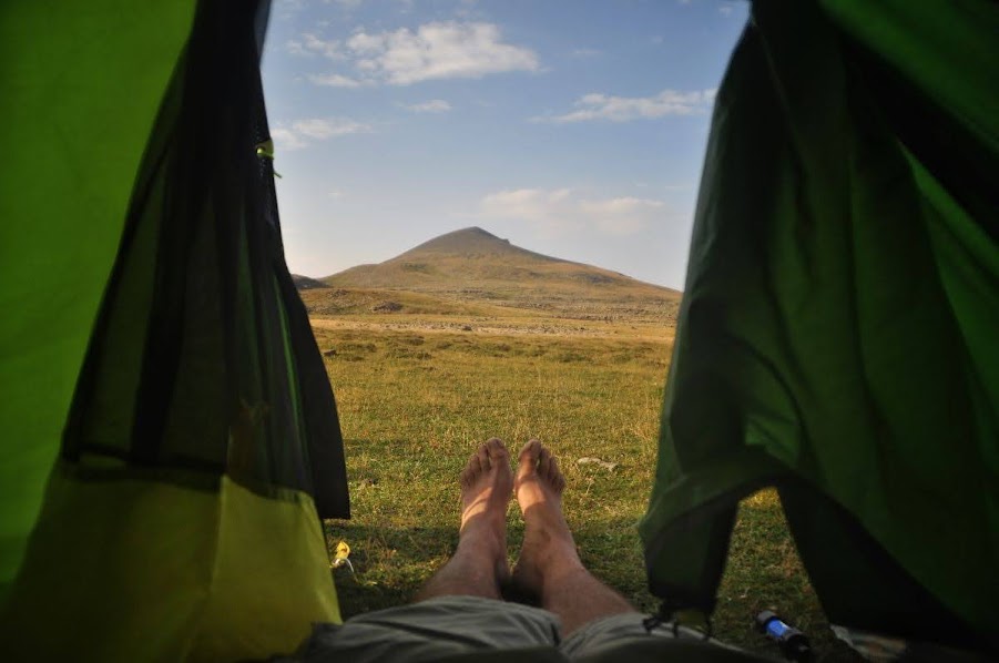 camping in ghegam mountains in armenia