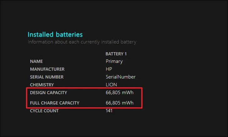 Go to the Installed batteries section, and compare the Design Capacity and Full Charge Capacity fields. If the Full charge capacity is significantly lower (50% or more) it is time that you replace the battery.