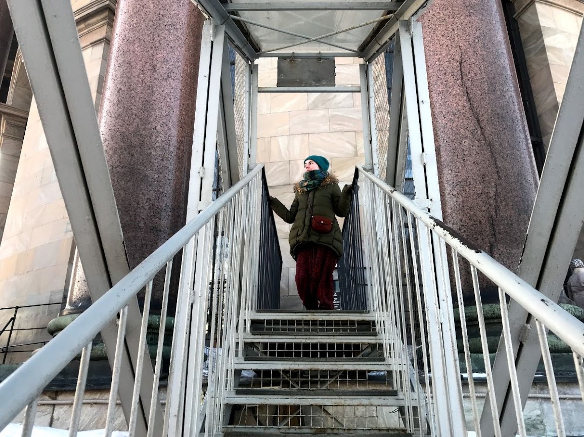 On the way up to Isaac Cathedral dome in saint petersburg 