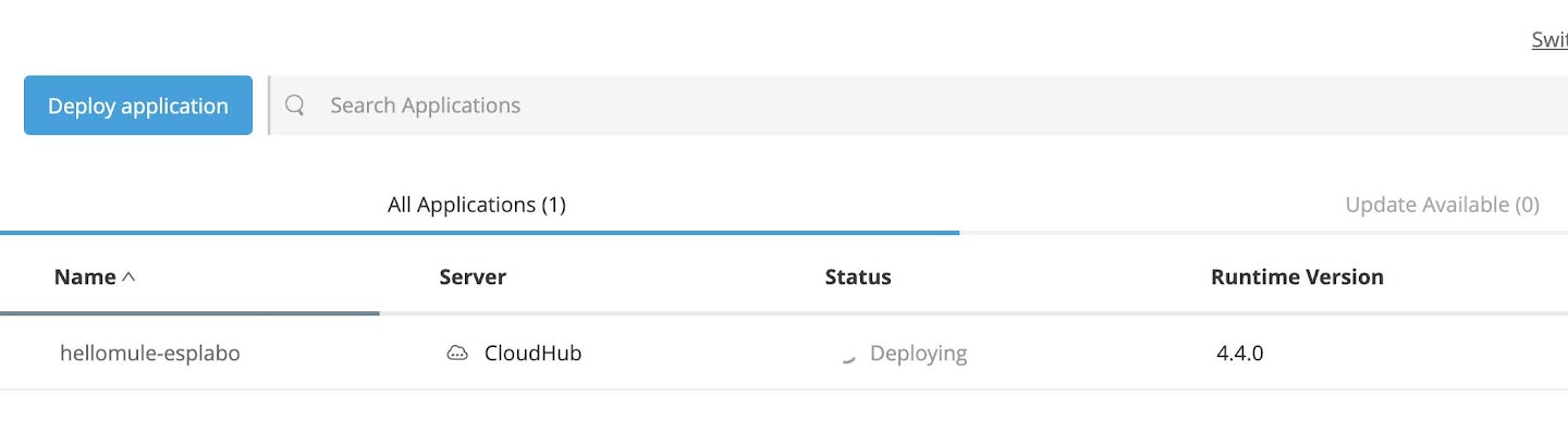 Runtime Managerのステータス表示