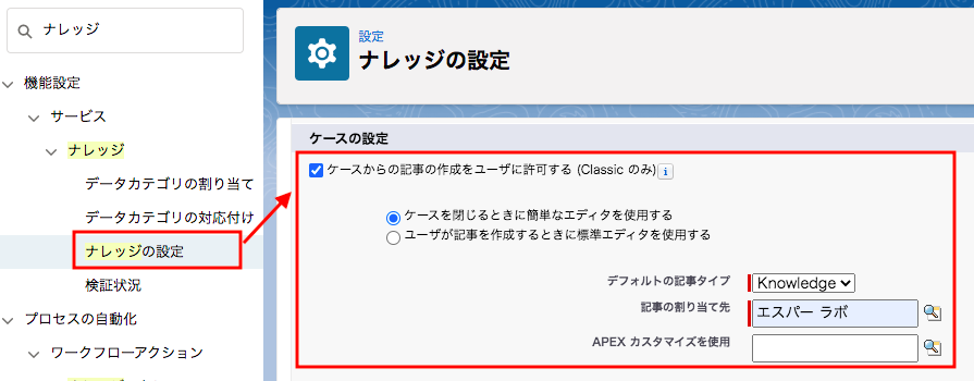 ケースからの記事の作成をユーザに許可する