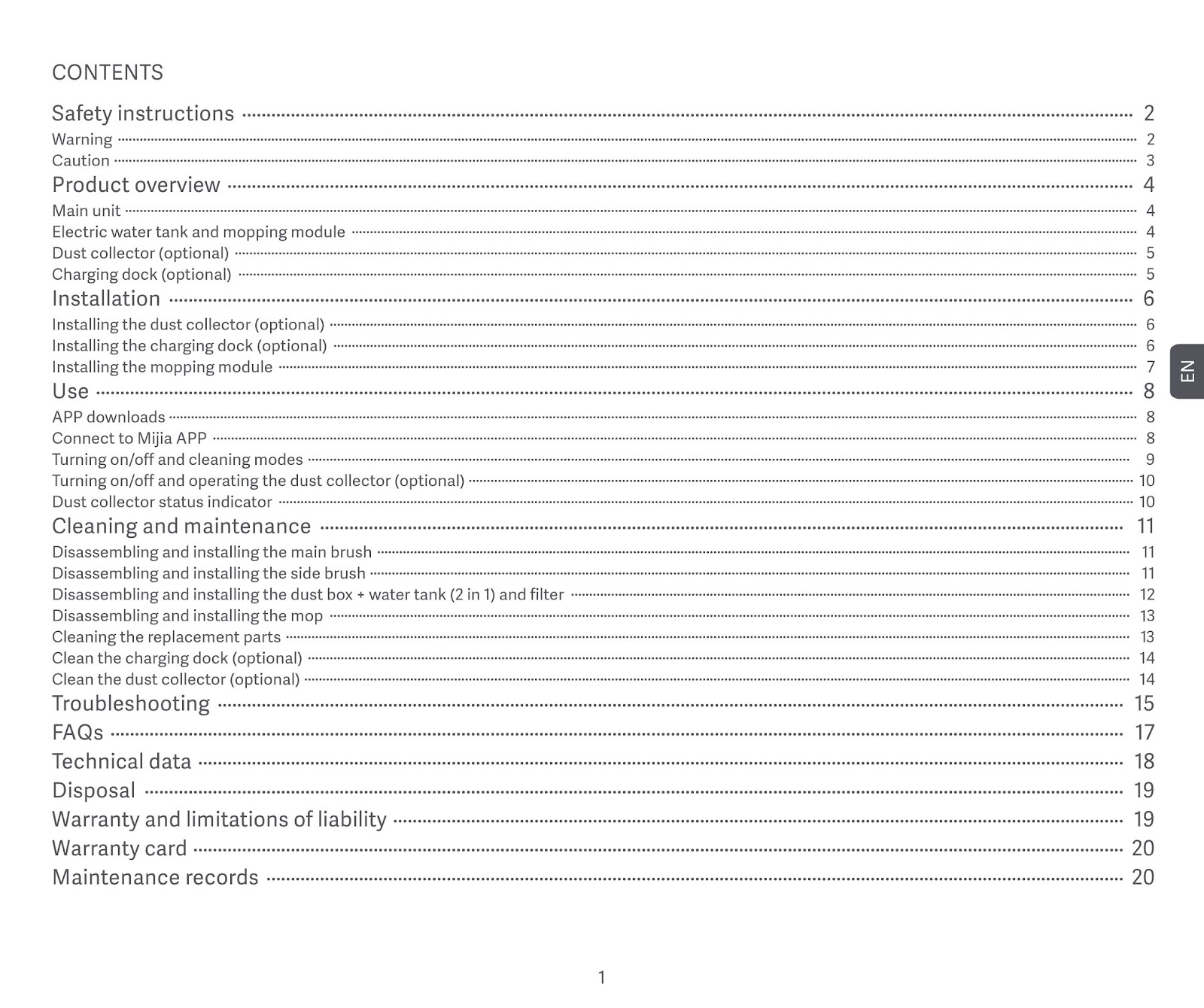 Robot Vacuum and Mop Cleaner Operation Manual使用說明書