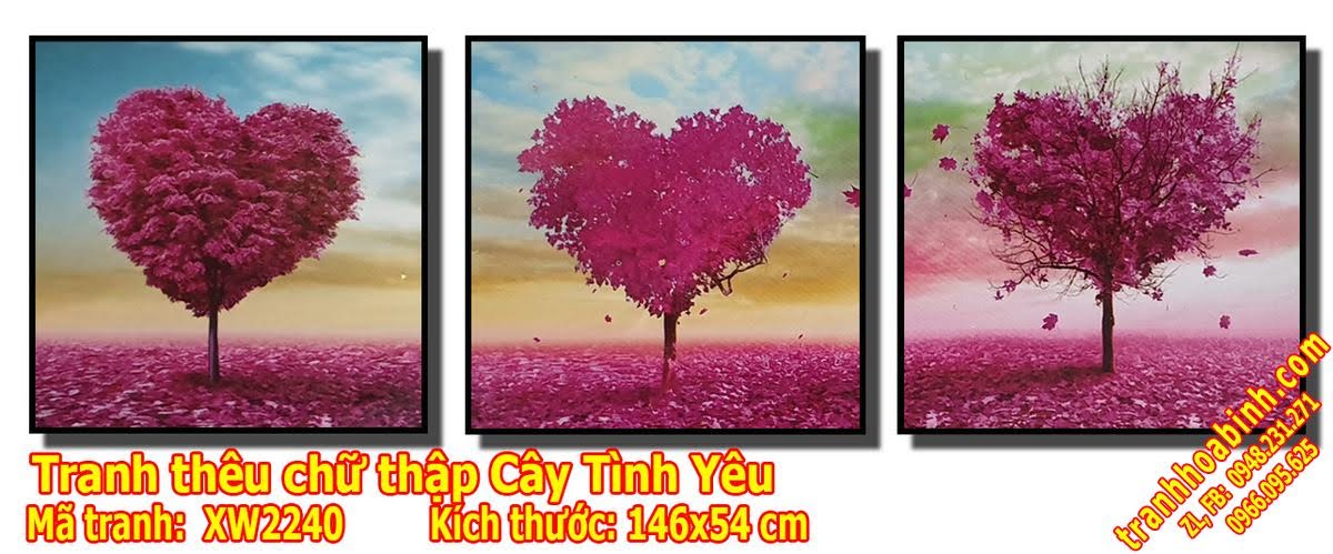 Tranh thêu Cây tình yêu - Tranh ghép bộ tranh cầu thang