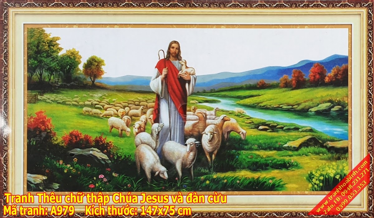 Tranh thêu chữ thập Chúa Jesus  - Đức Chúa Trời