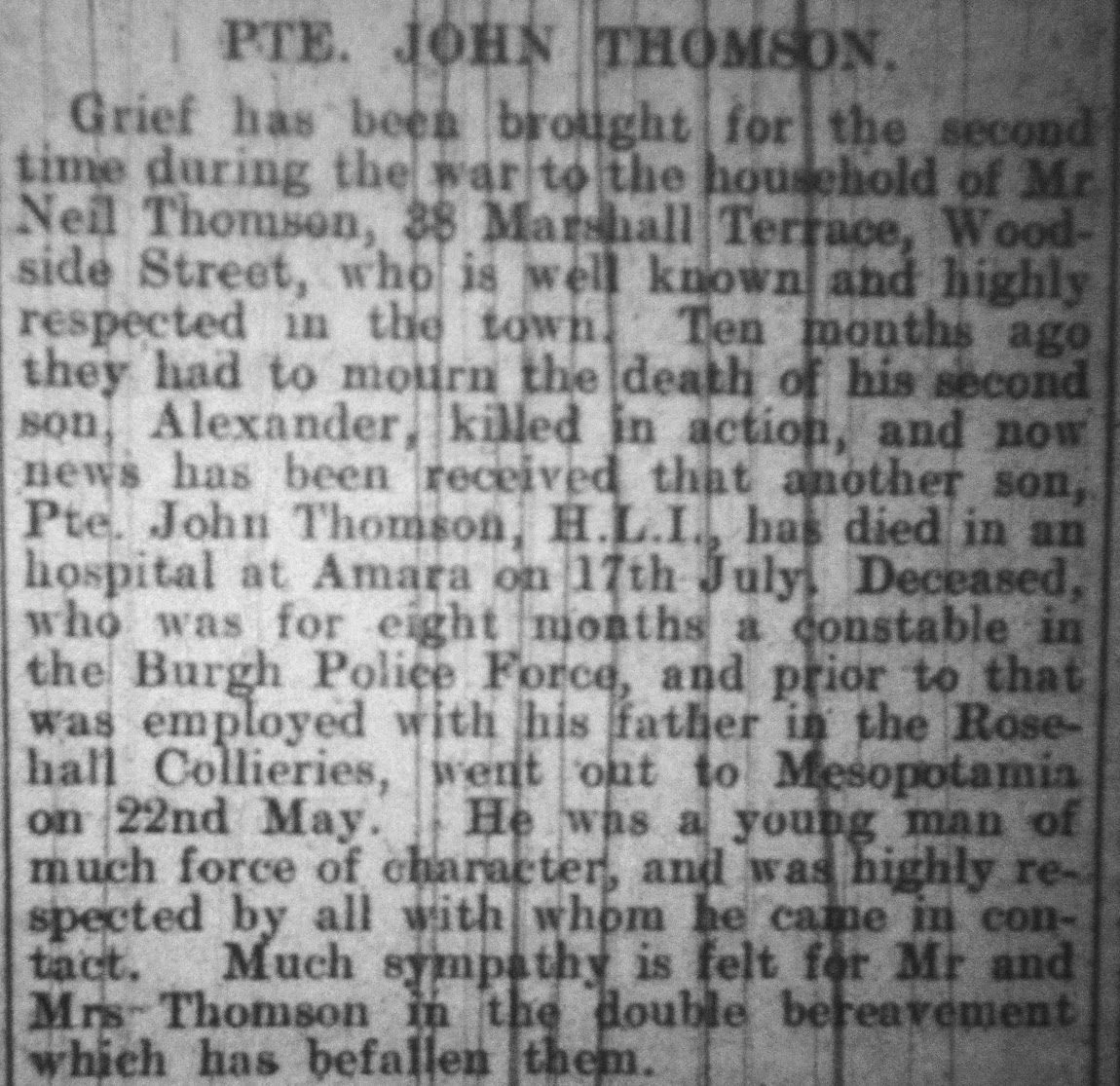 John Thomson remembered at home