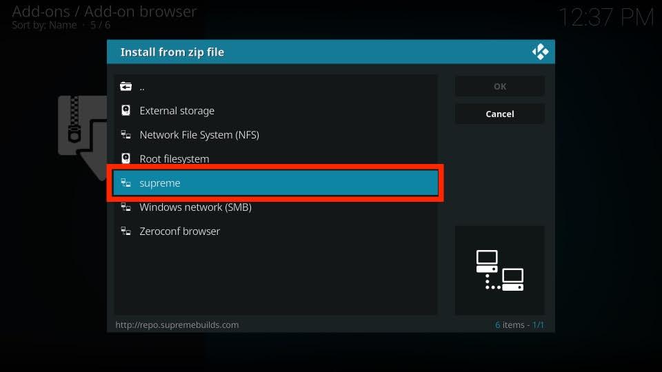 Locate the folder called supreme that you typed in the previous step and select it.