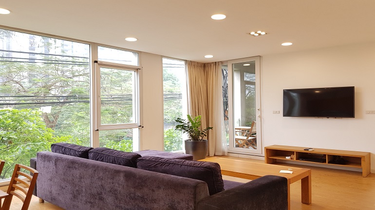 Bright 2 – bedroom apartment with nice view in Quang Khanh street, Tay Ho district for rent