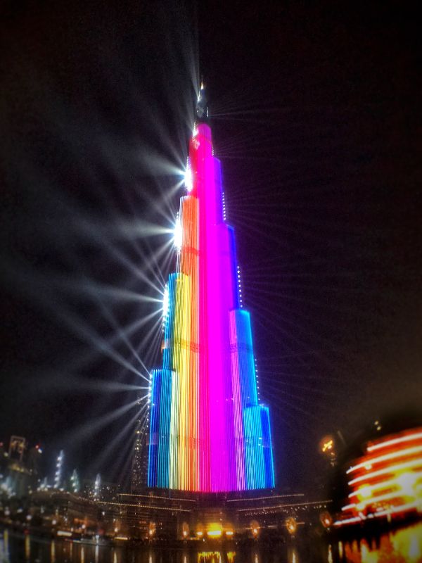 Burj Khalifa as a rainbow