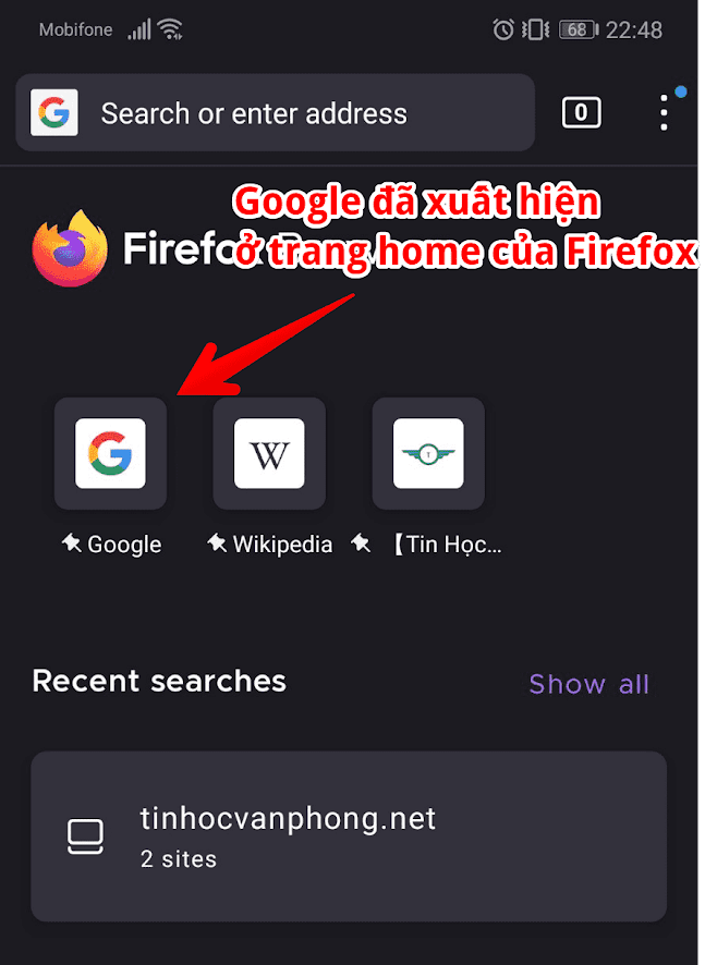 cách đặt google làm trang chủ trên Firefox