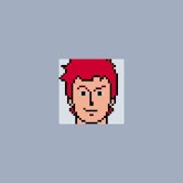 Pixel art portrait of a redheaded man