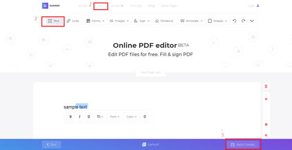 To edit the content, select any text from the PDF then start editing like how you would on a Word processor.
