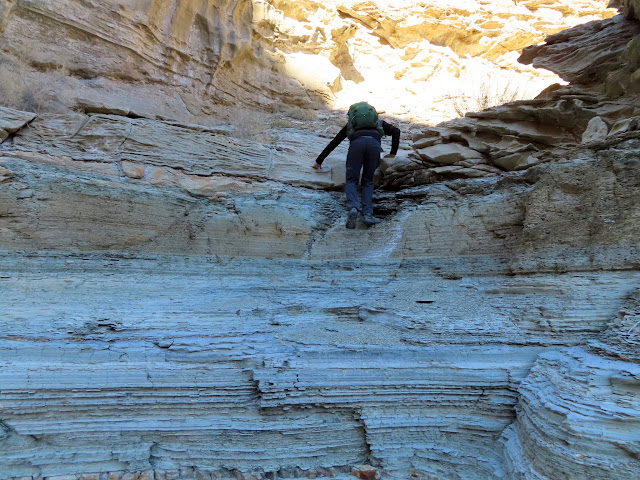 Scrambling back up the canyon