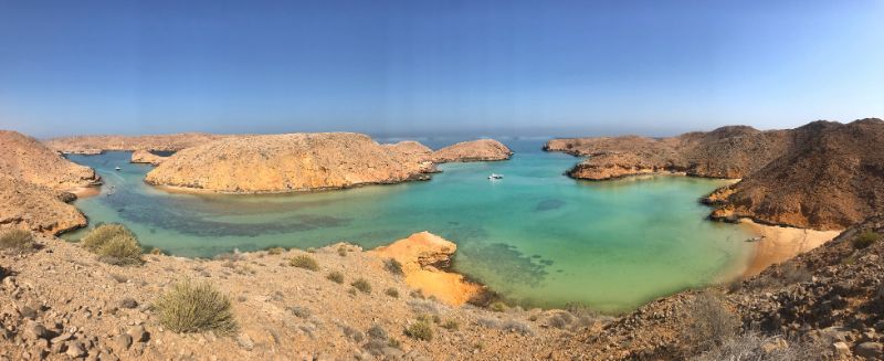 Panoramic view of Al Khayran Bay oman