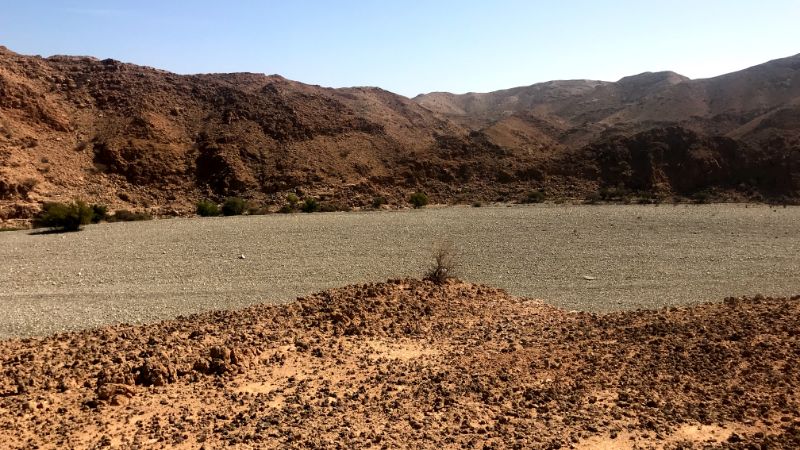 hiking Inside Wadi Daykah canyon oman road trip