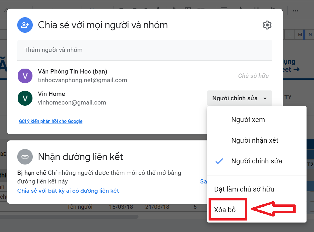 hướng dẫn chia sẻ google sheets