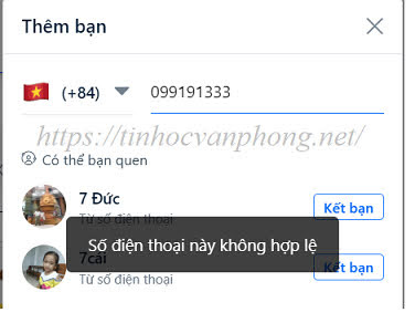 Số điện thoại không hợp lệ