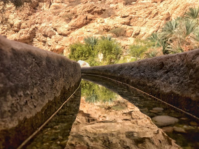 Irrigation trench wadi shab oman trip