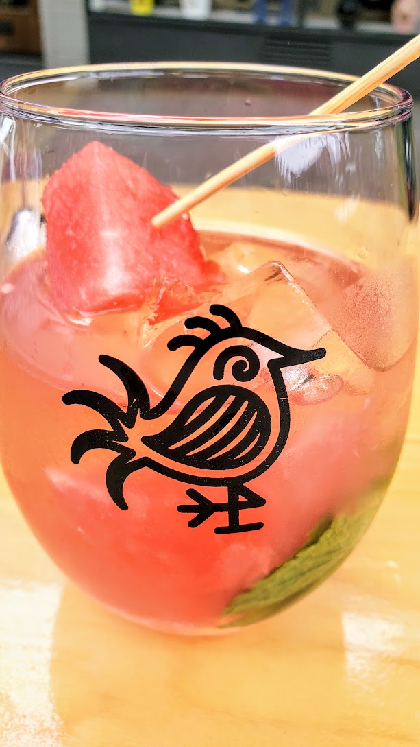 Lil' Shalom Watermelon Sangria with rosé wine, watermelon, and mint