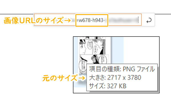 画像URLのサイズと元画像のサイズの違い