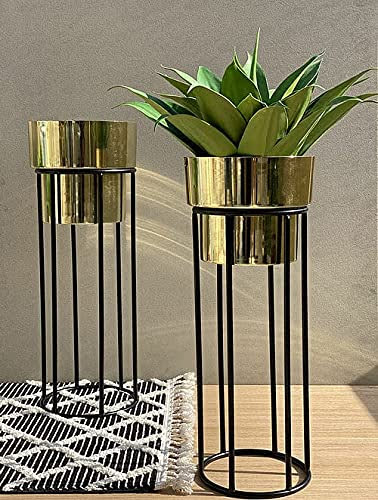 Chrome Plated Iron Planter with Powder Coated Iron Stand