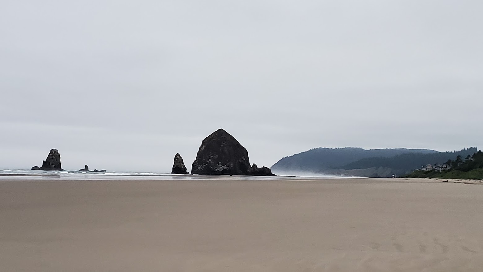 Haystack Rock on June 24 2021 around 5:17am, as approaching the low tide of -2.3 feet in the next hour or so