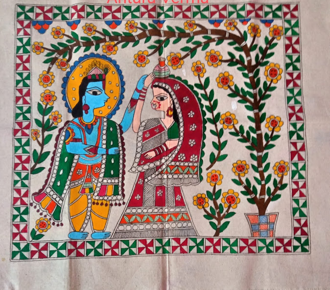 Hand Painted Madhubani Painting for Home Decor