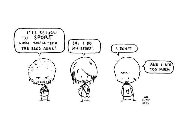 I do comical and drawings! We love sport but we have always a good excuse! This time: sport & blog.