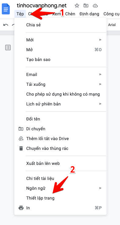 xoá trang trong google doc