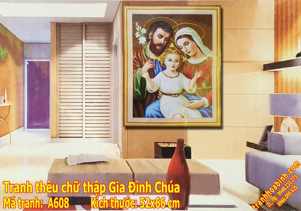 Tranh thêu chữ thập Gia Đình Chúa - Thánh Gia