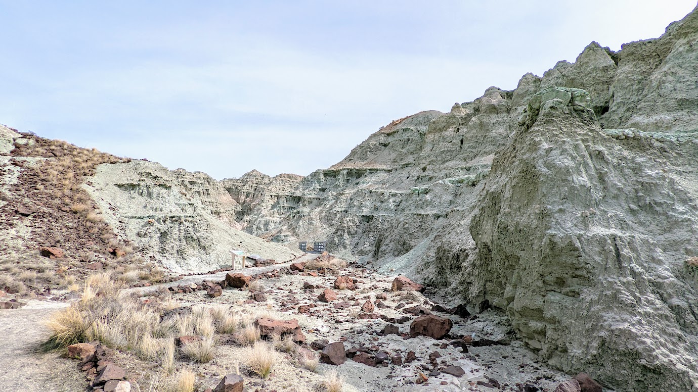 Visiting the Clarno Unit and Sheep Rock Unit - at Sheep Rock Unit, the Blue Basin is probably the most famous area, where you can find the two hikes of Blue Basin Overlook to look from above down into the canyon, and Island in Time which takes you walking straight into the heart of the the Blue Basin gorge