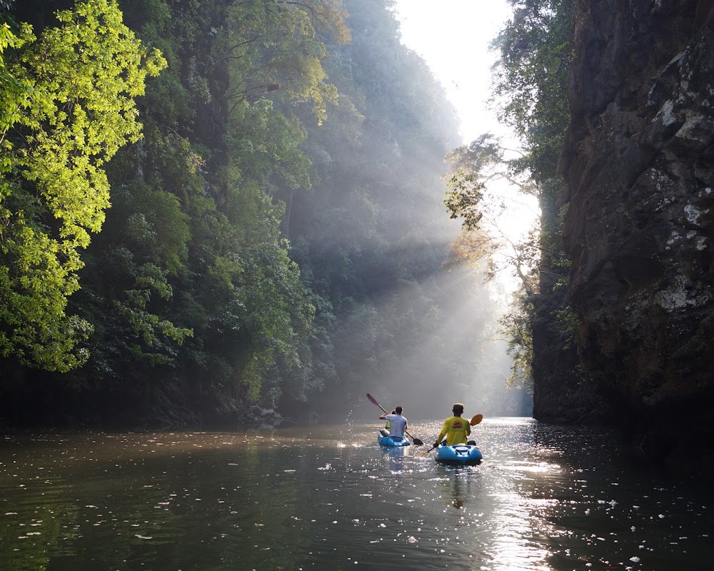 Paddle through narrow canyons