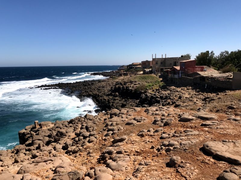 view of atlantic ocean from ngor island in dakar 