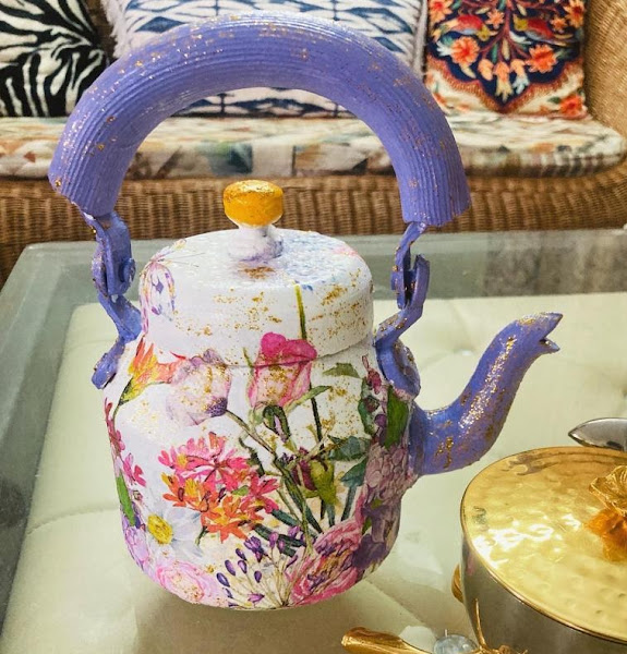 Handpainted Alluminium Kettle For Decor