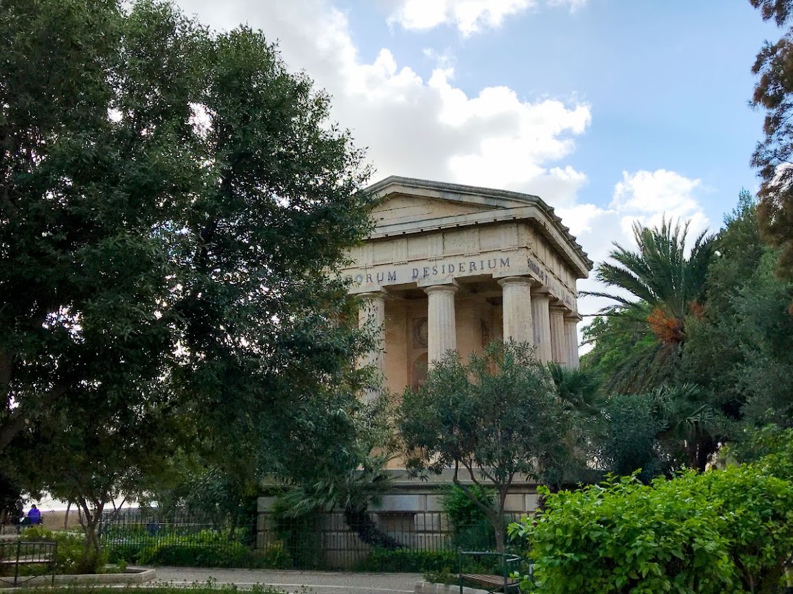 valetta malta lower barracca gardens ancient column building