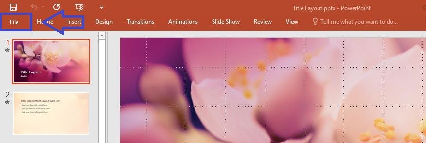 Cách in powerpoint 2 slide - chọn File