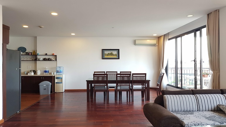 Spacious 3 – bedroom apartment with balcony in To Ngoc Van street, Tay Ho district for rent