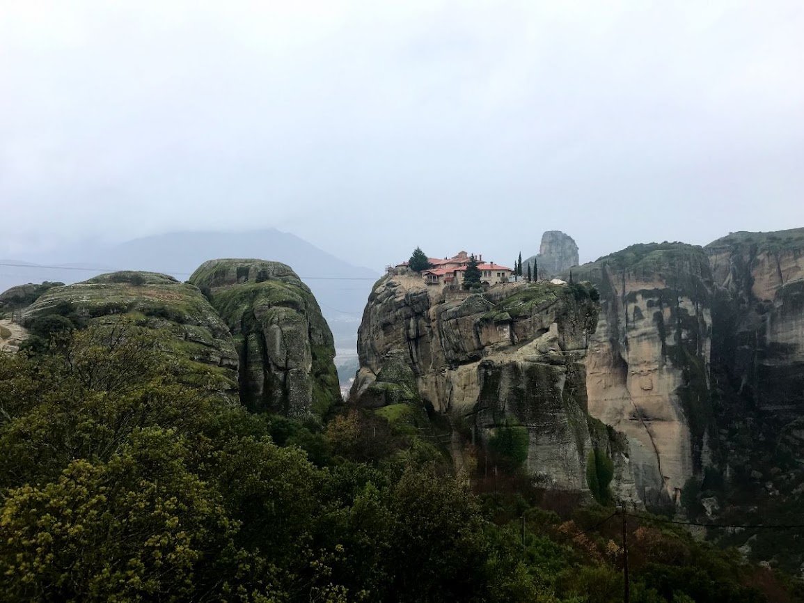 The Monastery of the Holy Trinity in Meteora from the distance