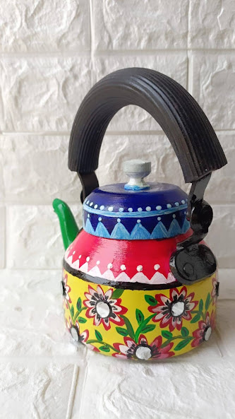 Handpainted Kettle for Home Decor