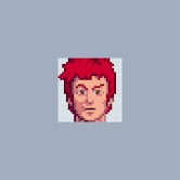 Pixel art portrait of a redheaded man