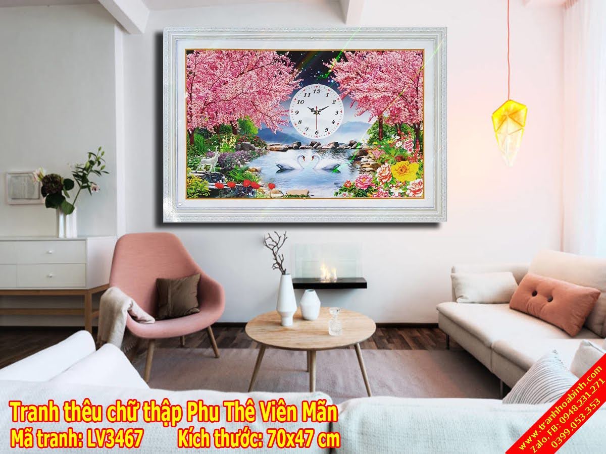 Tranh thêu chữ thập Phu Thê Viên Mãn LV3467 - tranh thêu vợ chồng