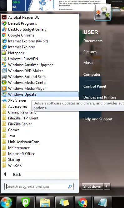 Click the Windows Update.