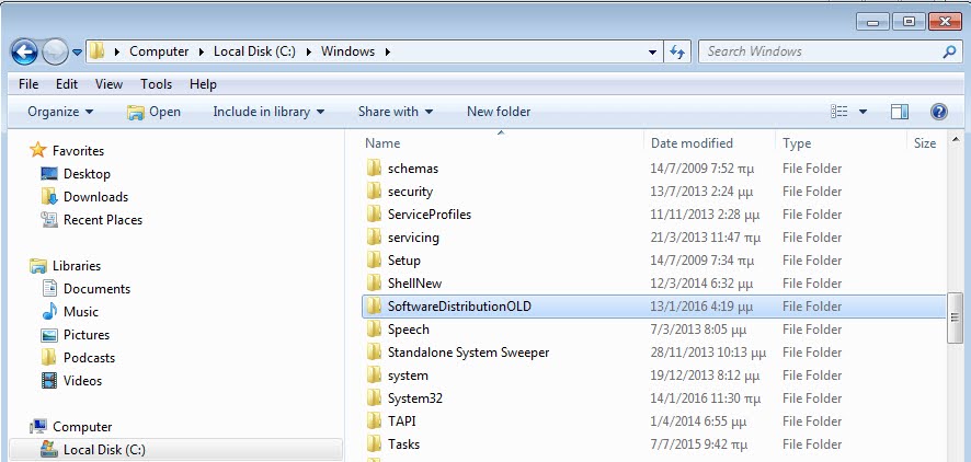 Find and Delete the SoftwareDistribution folder or rename it to SoftwareDistributionOLD.
